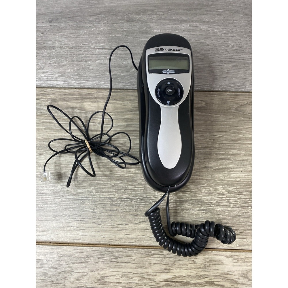Emerson EM2611 Corded Wall Mount Telephone Black Silver Caller ID‎ Handset